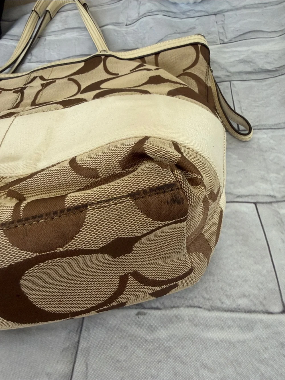 COACH Monogrammed CC handbag tan leather